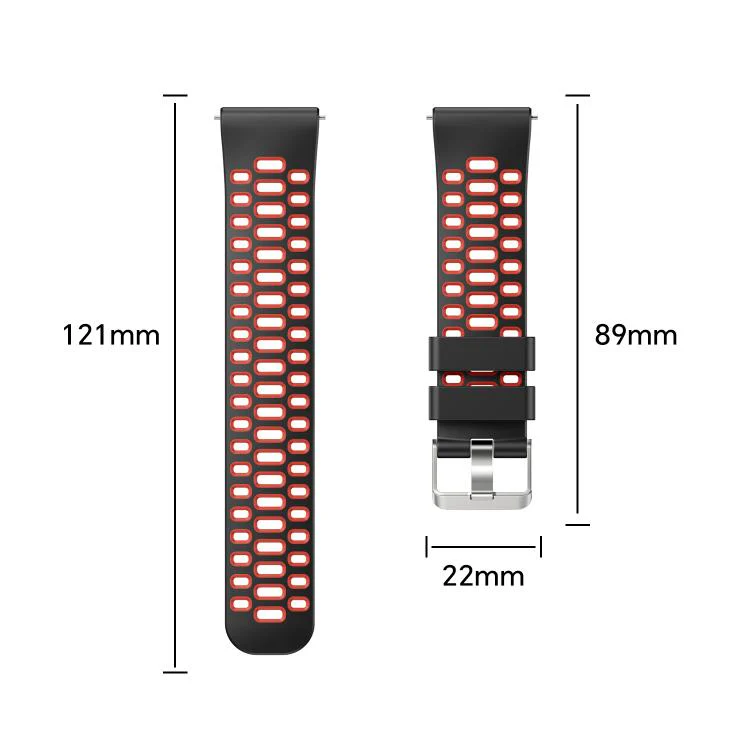 22mm Two Color Perforated Silicone Watch Band(White Orange) - Image 5