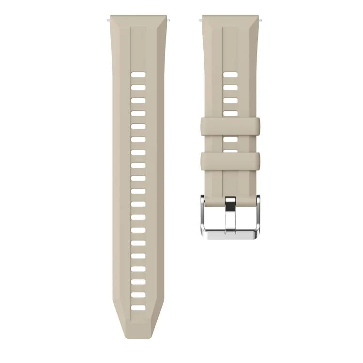 22mm Vertical Stripes Silver Buckle Solid Color Silicone Watch Band(Cangshan Grey) - Image 5