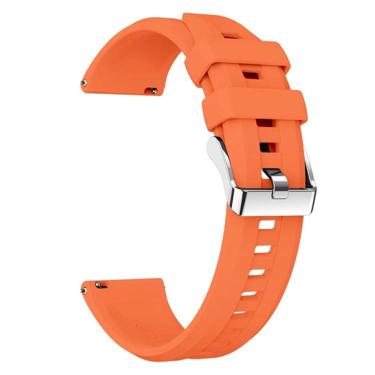22mm Vertical Stripes Silver Buckle Solid Color Silicone Watch Band(Orange) - Image 3