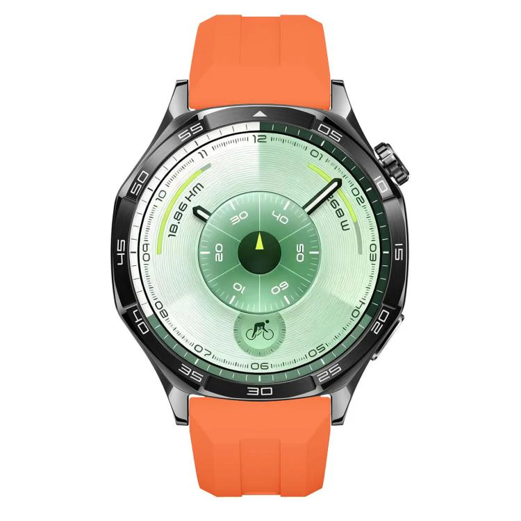 22mm Vertical Stripes Silver Buckle Solid Color Silicone Watch Band(Orange) - Image 4