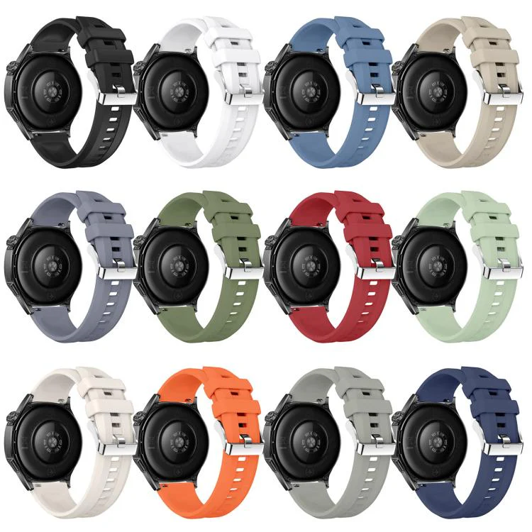 22mm Vertical Stripes Silver Buckle Solid Color Silicone Watch Band(Orange) - Image 7