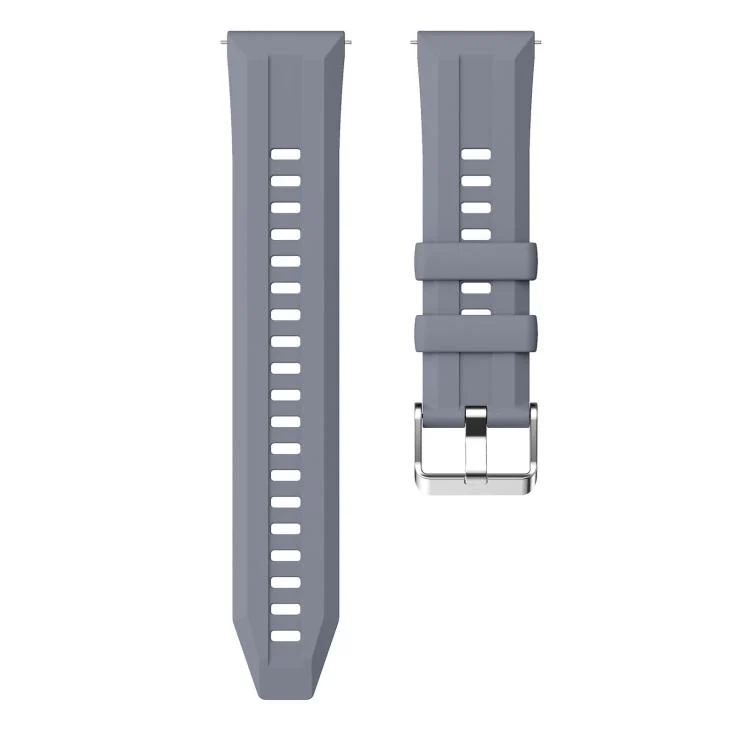 22mm Vertical Stripes Silver Buckle Solid Color Silicone Watch Band(Purple) - Image 5