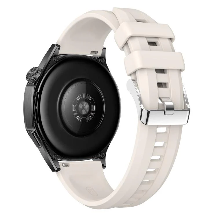 22mm Vertical Stripes Silver Buckle Solid Color Silicone Watch Band(Starlight) - Image 2