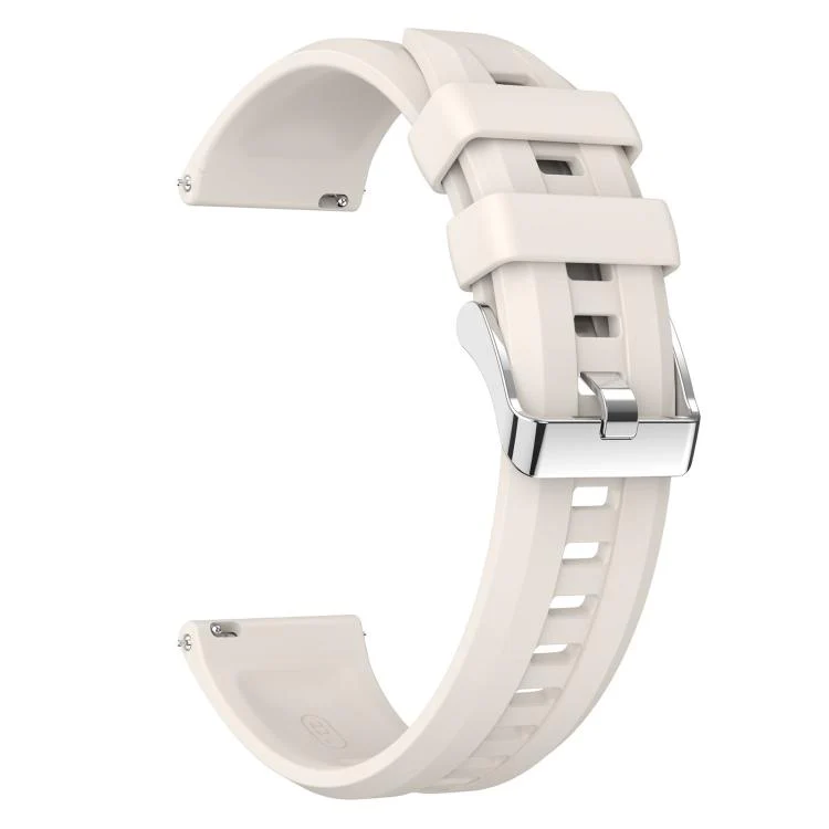 22mm Vertical Stripes Silver Buckle Solid Color Silicone Watch Band(Starlight) - Image 3