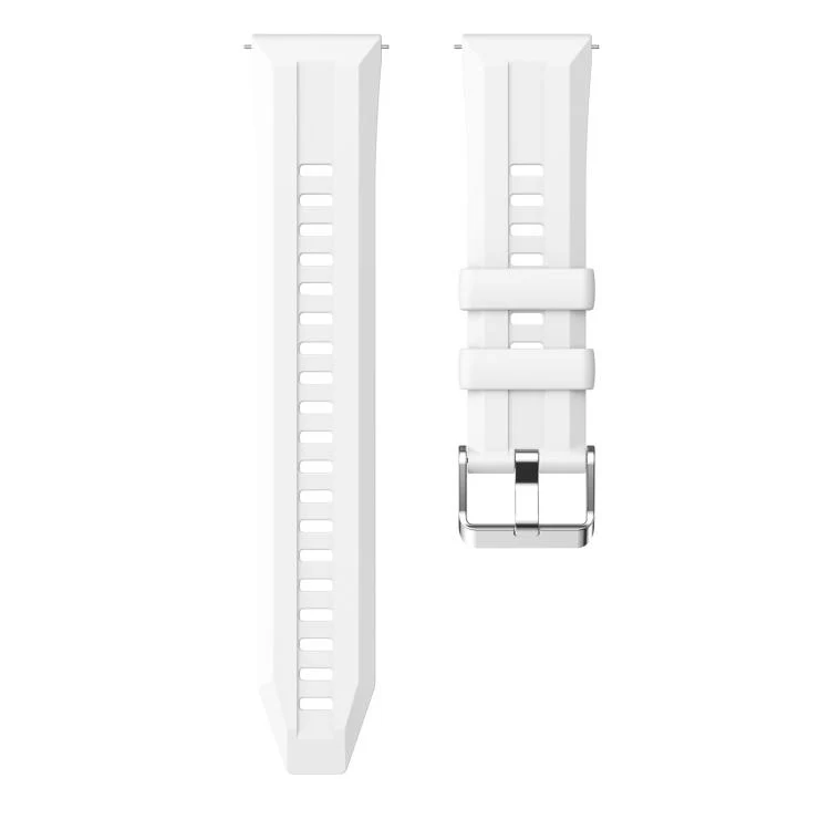 22mm Vertical Stripes Silver Buckle Solid Color Silicone Watch Band(White) - Image 5