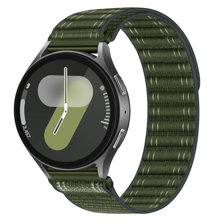 22mm Wave Texture Nylon Hook And Loop Fastener Watch Band(Army Green)