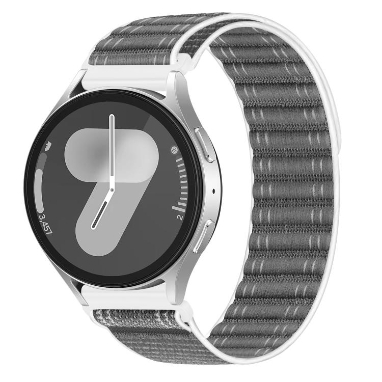 22mm Wave Texture Nylon Hook And Loop Fastener Watch Band(Grey)