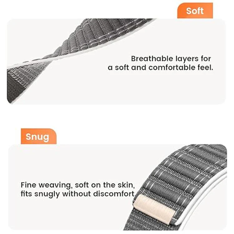 22mm Wave Texture Nylon Hook And Loop Fastener Watch Band(Pinkish White) - Image 6