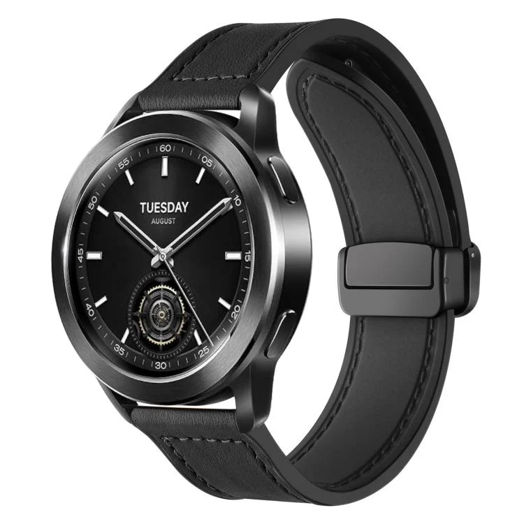 22mm xDfind Crazy Horse Pattern Silicone Skin Magnetic Buckle Watch Band(Black)