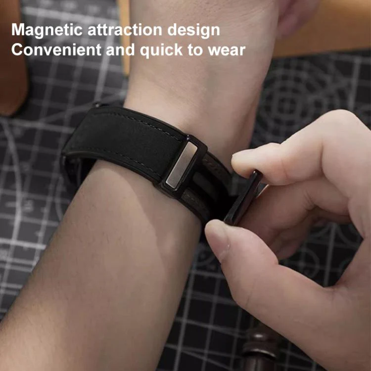22mm xDfind Crazy Horse Pattern Silicone Skin Magnetic Buckle Watch Band(Black) - Image 6