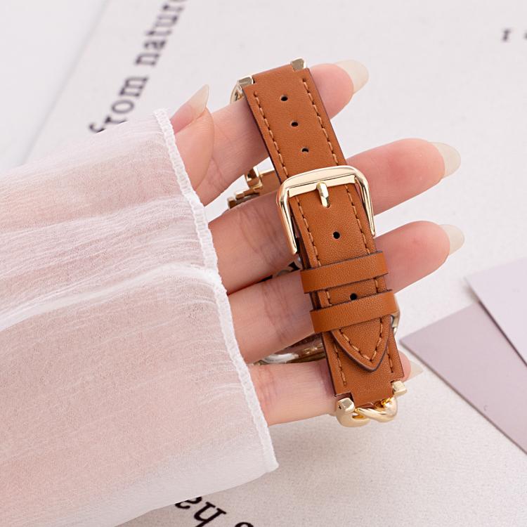 22mm xDfind Denim Chain Metal Hybrid Leather Watch Band(Rose Gold) - Image 3