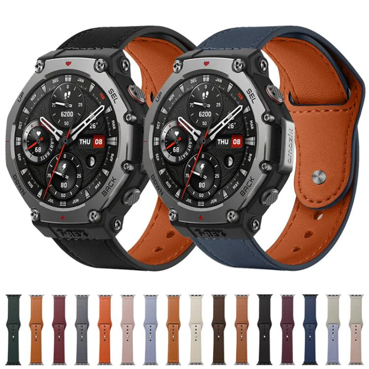 22mm xDfind Rivet Buckle Genuine Leather Watch Band(Black) - Image 2