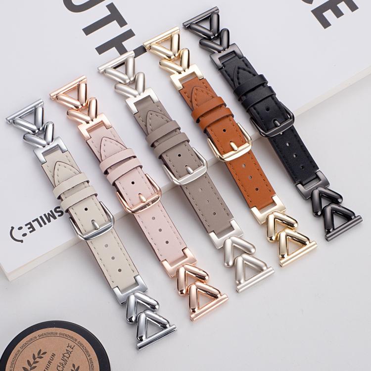 22mm xDfind V-shaped Metal Hybrid Leather Watch Band(Black) - Image 3