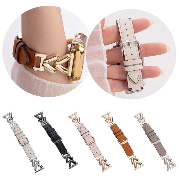 22mm xDfind V-shaped Metal Hybrid Leather Watch Band(Starlight) - Image 2