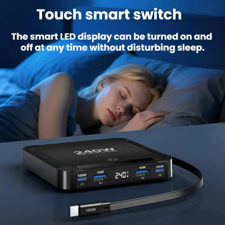 240W Smart Fast Charger With Magnetic USB Retractable Cable And Multi-Port Storage(AU Plug) - Image 8