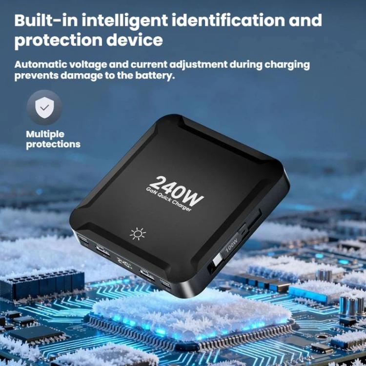 240W Smart Fast Charger With Magnetic USB Retractable Cable And Multi-Port Storage(EU Plug) - Image 7