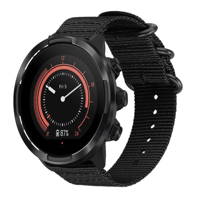 24mm xDfind Ring Buckle Nylon Canvas Watch Band(Black)
