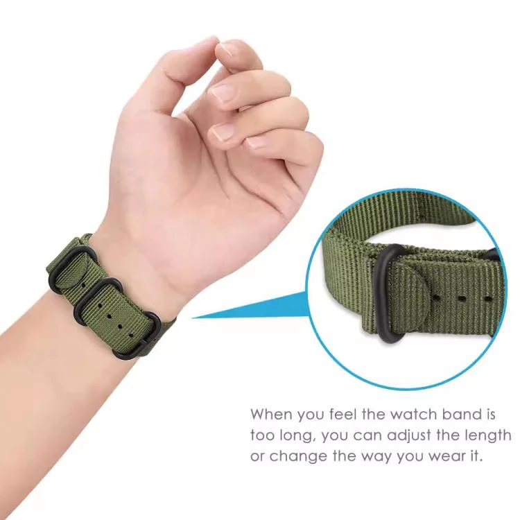 24mm xDfind Ring Buckle Nylon Canvas Watch Band(Black) - Image 8