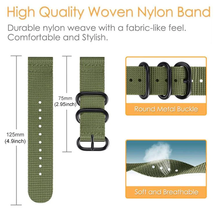 24mm xDfind Ring Buckle Nylon Canvas Watch Band(Orange) - Image 5