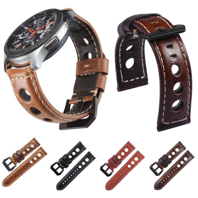 24mm xDfind Three-hole Breathable Genuine Leather Watch Band(Light Brown) - Image 3