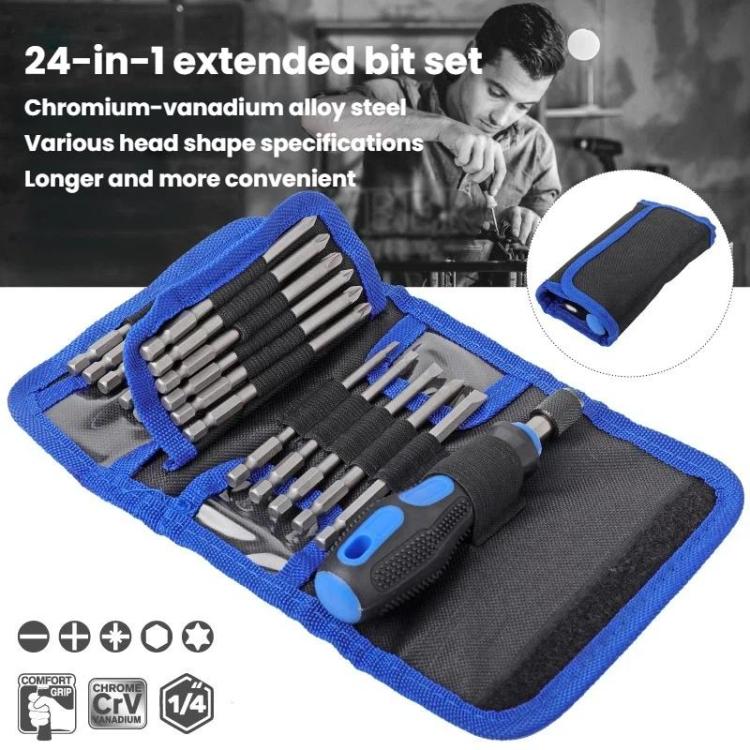 24pcs / set Chrome Vanadium Steel Screwdriver Bit Set, Slotted Phillips Hex Flower Screwdriver Bits - Image 2