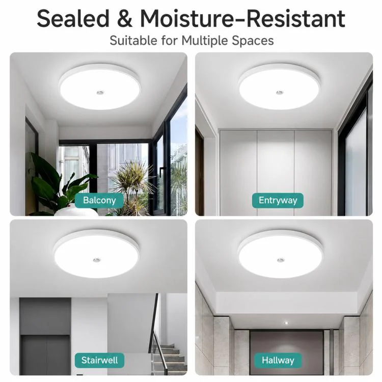 24W 38cm LED Motion Sensor Ceiling Light Flush Mount Dustproof Light with Photocell 6500K Cool White - Image 7