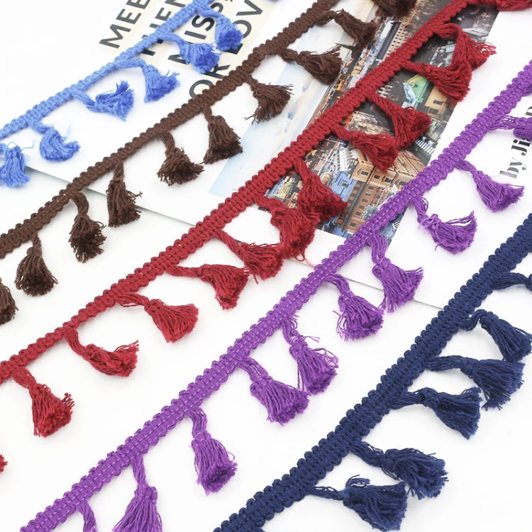 25 Metres 4.5cm Cotton Thread Broom Lace Ribbon Tassel Ethnic For Craft DIY Curtain Home Decorative Clothes Sewing Accessories(Black) - Image 4