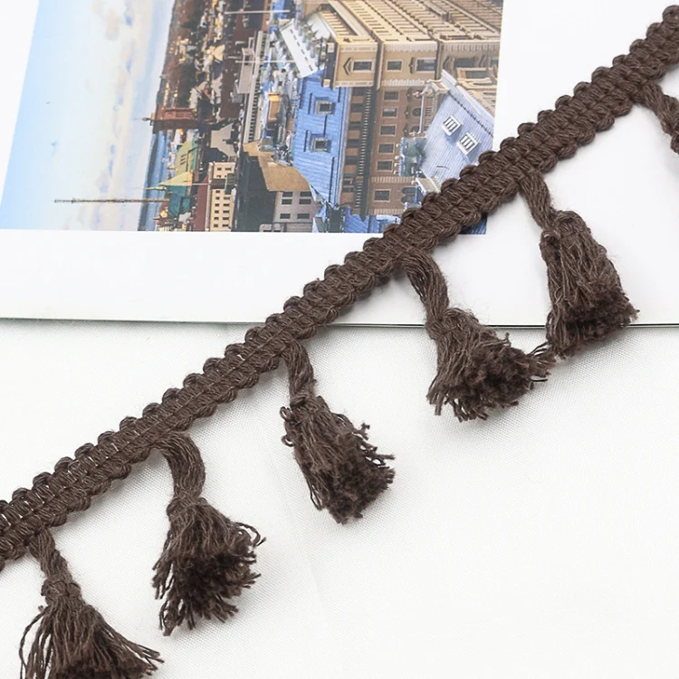 25 Metres 4.5cm Cotton Thread Broom Lace Ribbon Tassel Ethnic For Craft DIY Curtain Home Decorative Clothes Sewing Accessories(Coffee) - Image 2