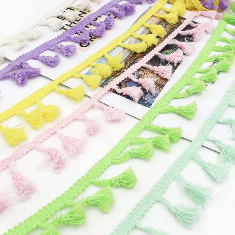 25 Metres 4.5cm Cotton Thread Broom Lace Ribbon Tassel Ethnic For Craft DIY Curtain Home Decorative Clothes Sewing Accessories(Light) - Image 3
