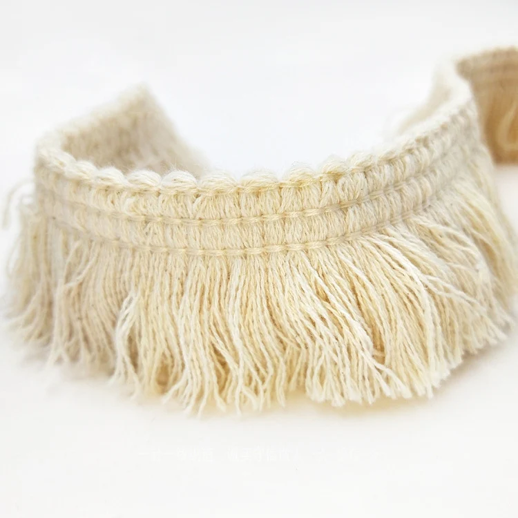 25m 4cm Beige Cotton Thread Tassel Lace Decorative Ribbon For Craft DIY Curtain Home Decorative Clothes Sewing Accessories - Image 3