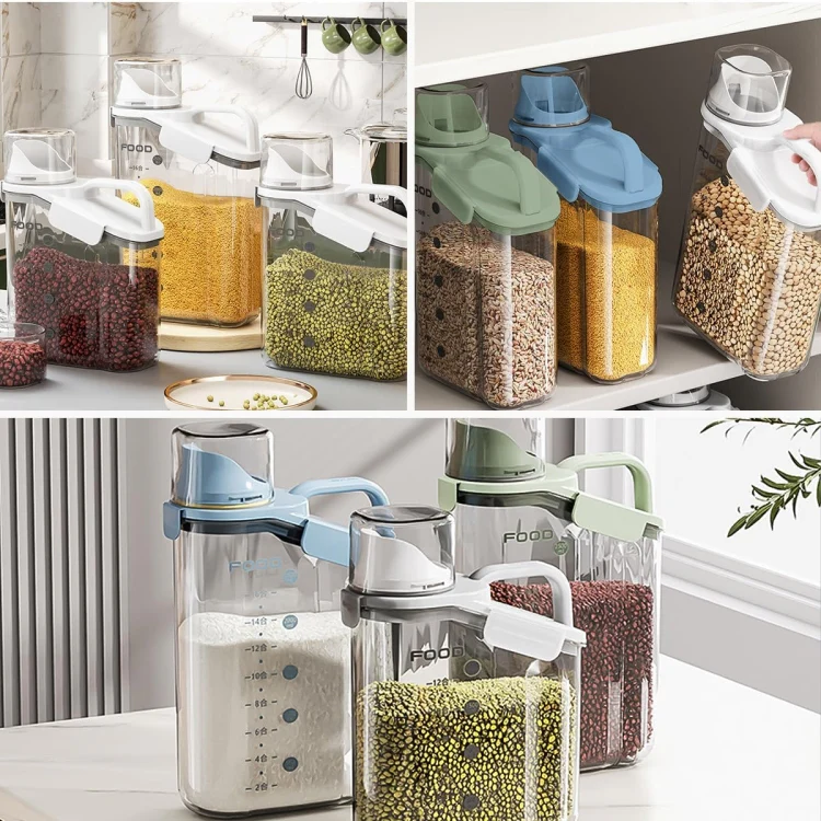 2800ml Plastic Sealed Grains Container Dry Food Storage Bin with Measuring Cup Pouring Spout(Blue) - Image 8