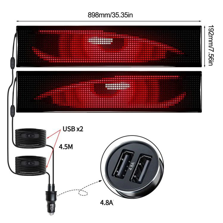 2pcs 16 x 96 Plus Pixels  Ultra-Thin Waterproof Programmable LED Flexible Matrix Display Screen, Plug:USB - Image 2