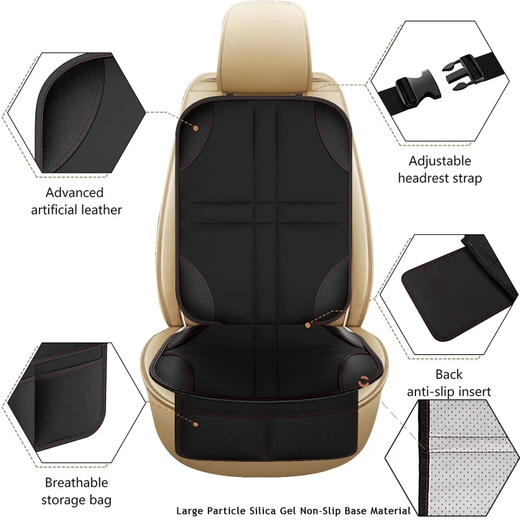 2pcs Child Car Seat Protector Non-Slip Base Material + Waterproof 600D Fabric(Red Line) - Image 4