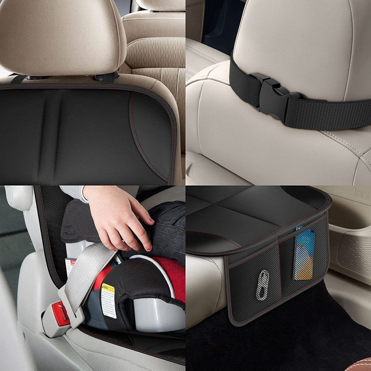 2pcs Child Car Seat Protector Non-Slip Base Material + Waterproof 600D Fabric(Red Line) - Image 6