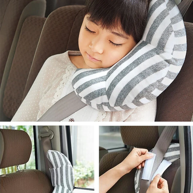 2pcs Children Neck Headrest Comfortable Shoulder Cover Car Neck Guard Pillow(Gray Strip) - Image 6