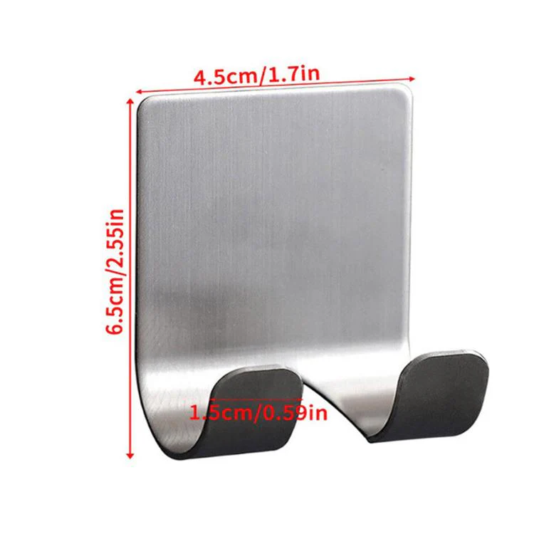 2pcs /Pack Adhesive Stainless Steel Razor Holder for Shower Wall No-Drill Shaver Hanger Utility Storage Hook Multi-Purpose Wall Organizer(Silver) - Image 8
