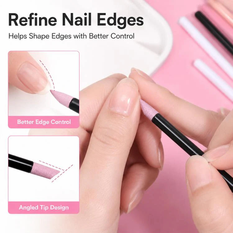 2pcs/Pack Angled Quartz Nail Pen Nail Surface Polishing Tool(Black) - Image 6