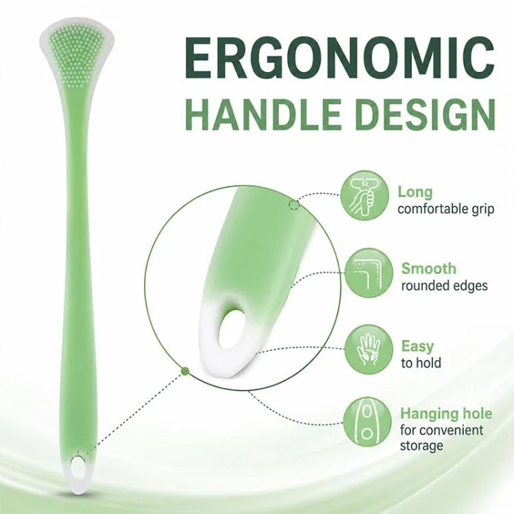 2pcs/Pack Double-Sided Silicone Tongue Scraper Oral Cleaning Tool(Green Pink) - Image 6