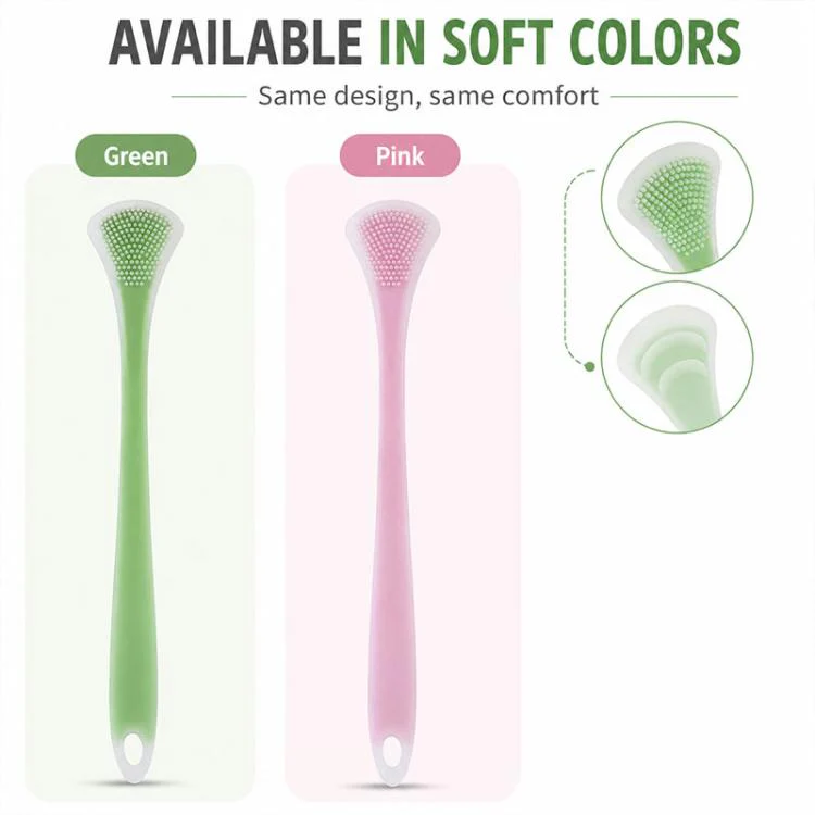 2pcs/Pack Double-Sided Silicone Tongue Scraper Oral Cleaning Tool(Green Pink) - Image 8