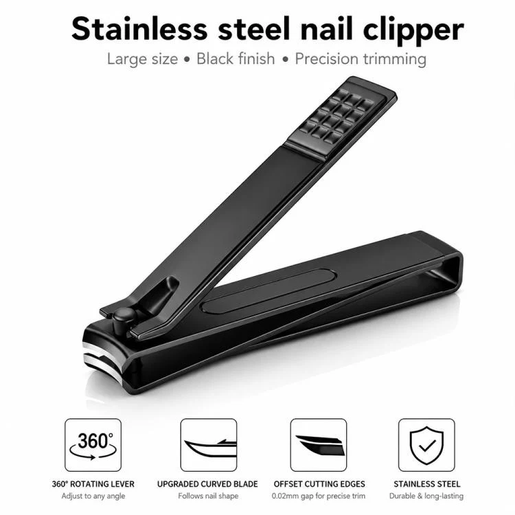 2pcs/Pack Stainless Steel Flat-Tip Nail Clippers Nail Trimming Tools, Small and Large Size(Black) - Image 3