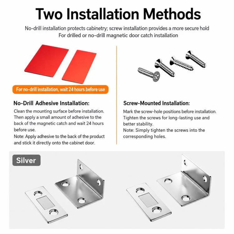 2pcs  /Pack Ultra-thin Invisible L-Shaped Magnetic Door Stopper For Sliding Doors(Silver) - Image 3