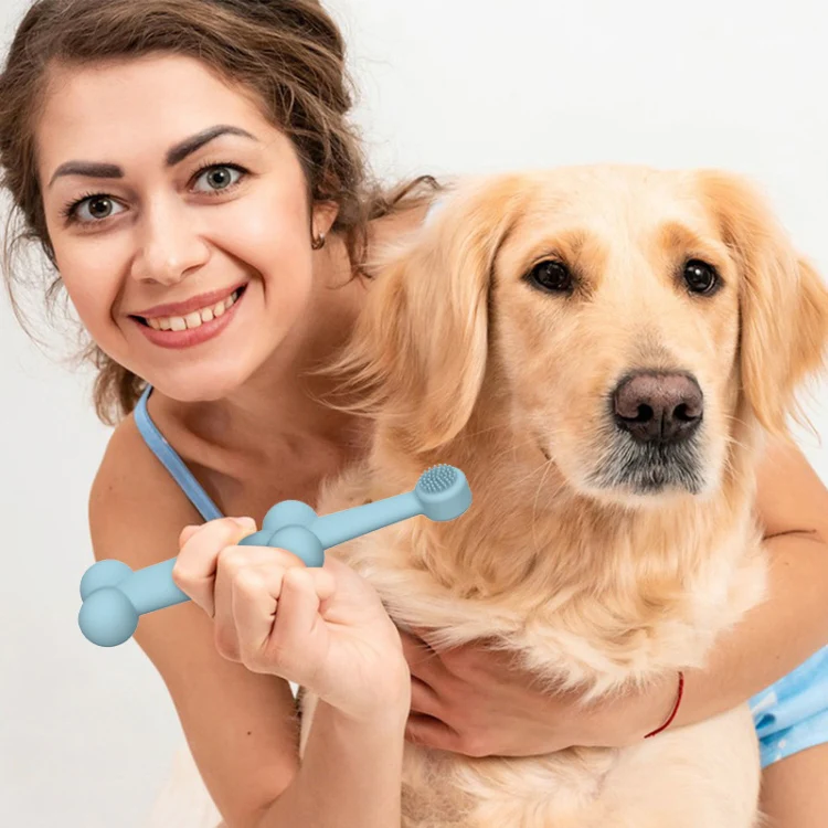 2pcs / Set Cats And Dogs Silicone Toothbrush Pet Oral Cleaning Care Tool(Blue) - Image 7