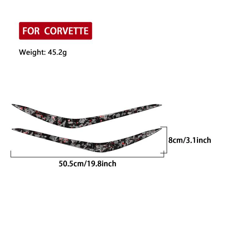 2pcs/Set Forged Gold Foil Carbon Fiber Car Bumper Corner Decorative Sticker for Chevrolet Corvette C8 2020-, Left and Right Driver(Red) - Image 2