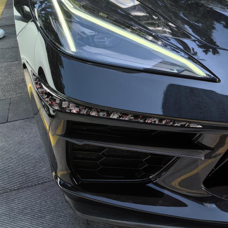 2pcs/Set Forged Gold Foil Carbon Fiber Car Bumper Corner Decorative Sticker for Chevrolet Corvette C8 2020-, Left and Right Driver(Red) - Image 3