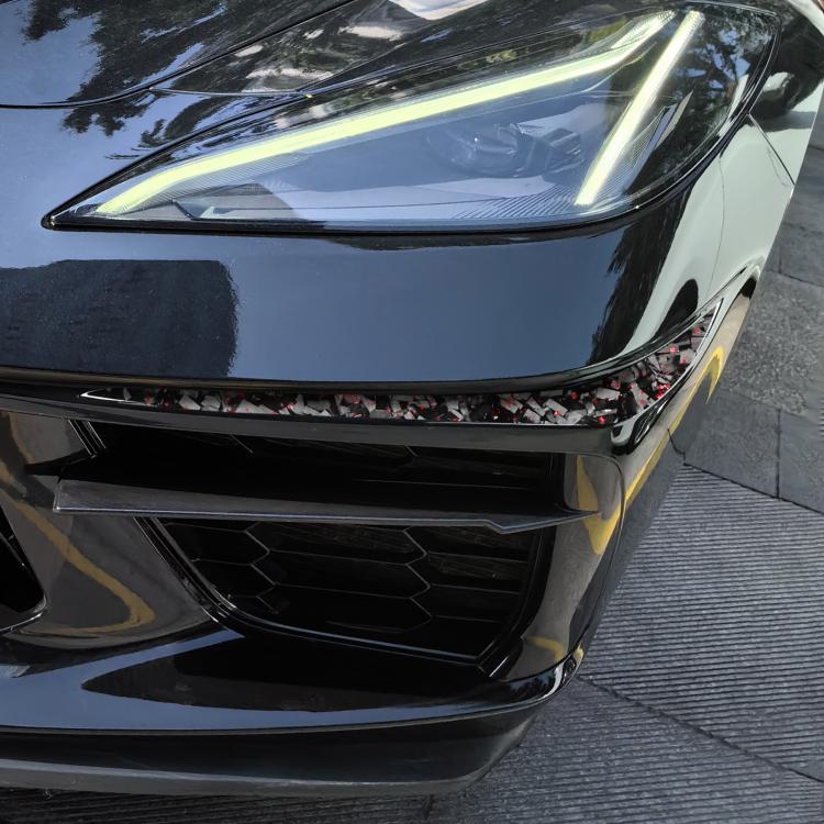 2pcs/Set Forged Gold Foil Carbon Fiber Car Bumper Corner Decorative Sticker for Chevrolet Corvette C8 2020-, Left and Right Driver(Red) - Image 4