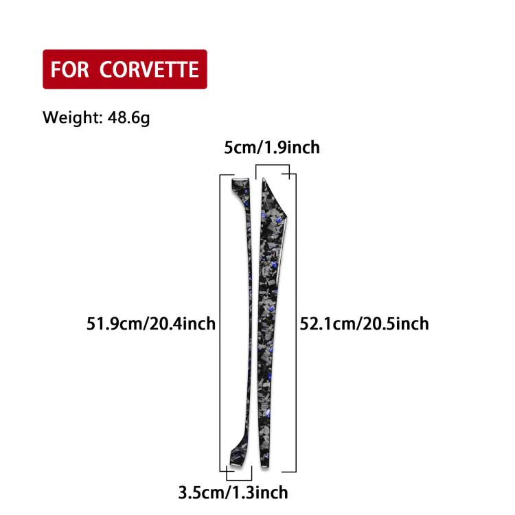 2pcs/Set Forged Gold Foil Carbon Fiber Car Center Console Side Decorative Sticker for Chevrolet Corvette C8 2020-, Left Driver(Blue) - Image 2
