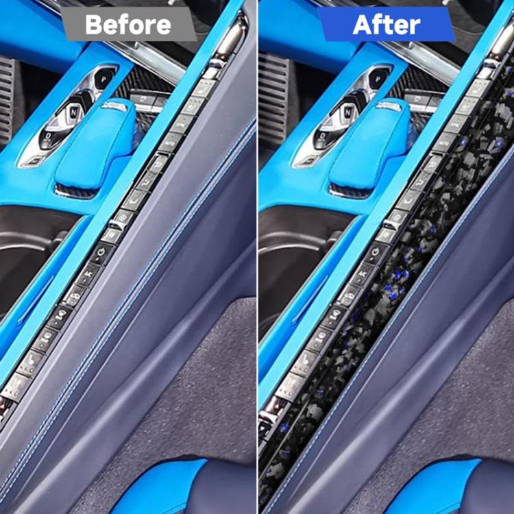 2pcs/Set Forged Gold Foil Carbon Fiber Car Center Console Side Decorative Sticker for Chevrolet Corvette C8 2020-, Left Driver(Blue) - Image 5