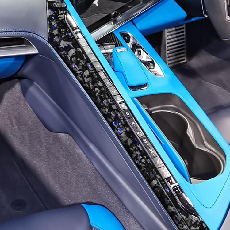 2pcs/Set Forged Gold Foil Carbon Fiber Car Center Console Side Decorative Sticker for Chevrolet Corvette C8 2020-, Right Driver(Blue) - Image 4