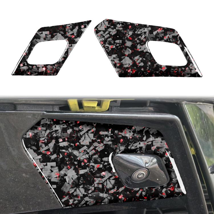 2pcs/Set Forged Gold Foil Carbon Fiber Car Door Radar Decorative Sticker for Chevrolet Corvette C8 2020-, Left and Right Driver(Red)