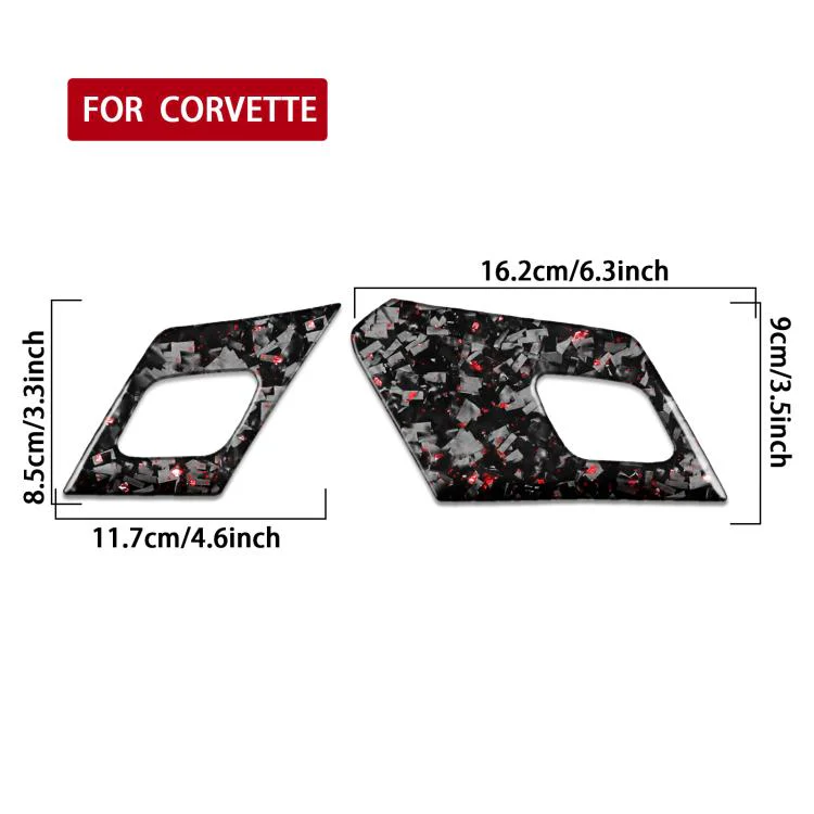 2pcs/Set Forged Gold Foil Carbon Fiber Car Door Radar Decorative Sticker for Chevrolet Corvette C8 2020-, Left and Right Driver(Red) - Image 2